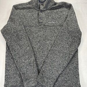 Eddie Bauer Men's Heather Gray 1/4 Button Down Pullover Sweater Sz L